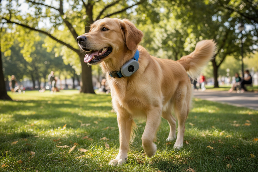 Pet Collar Camera worn by a dog